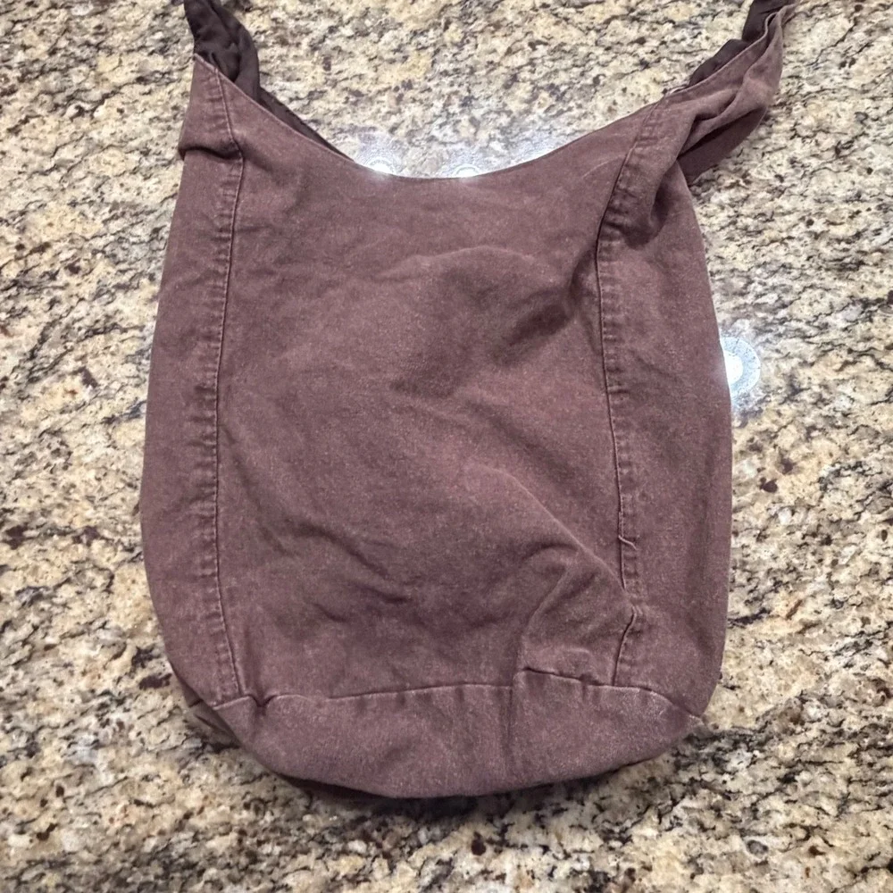 Vintage Style New York Canvas Hobo Bag Brown Slouchy Shoulder Tote Bag